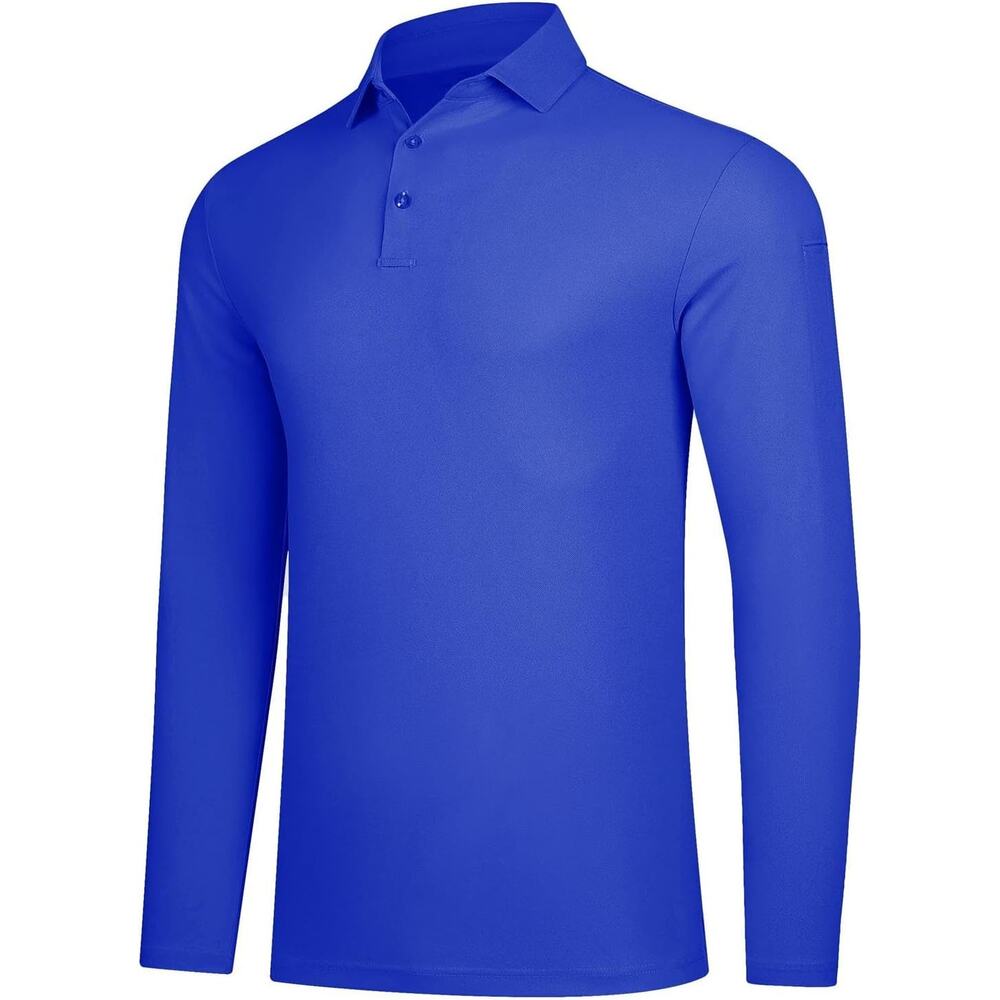 New Mens Blue XL Long Sleeve Work, Golf or Athletic Polo Shirt